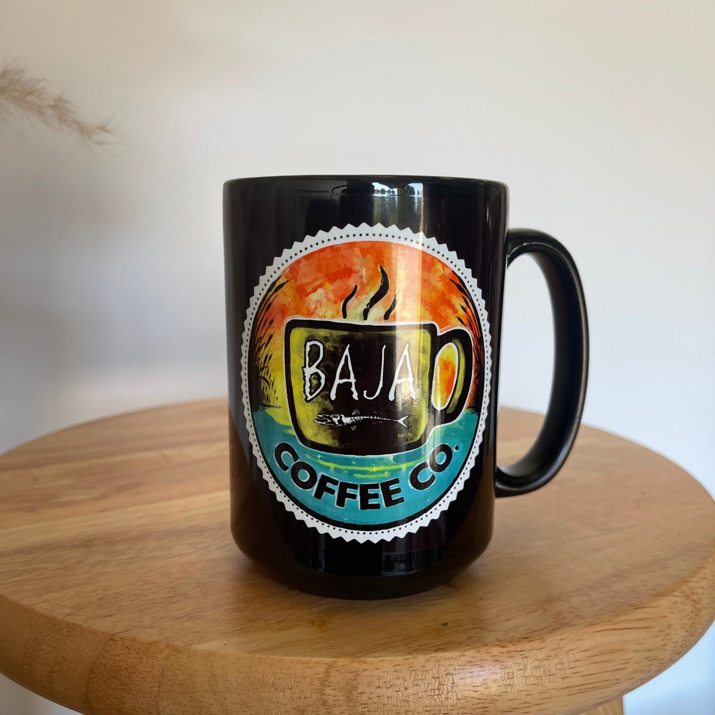Full Color Baja Coffee Logo - 15 Ounce Ceramic Mug (Black) - Sublimation - Both Sides