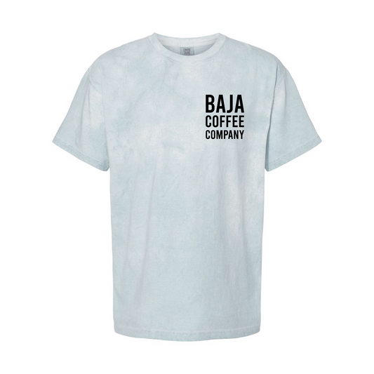 Baja Coffee Death Before Decaf (Pocket, Back) - Comfort Colors - Colorblast Heavyweight T-Shirt - 1745 - Ocean