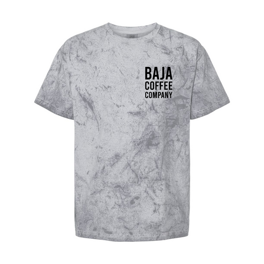 Baja Coffee Death Before Decaf (Pocket, Back) - Comfort Colors - Colorblast Heavyweight T-Shirt - 1745 - Smoke