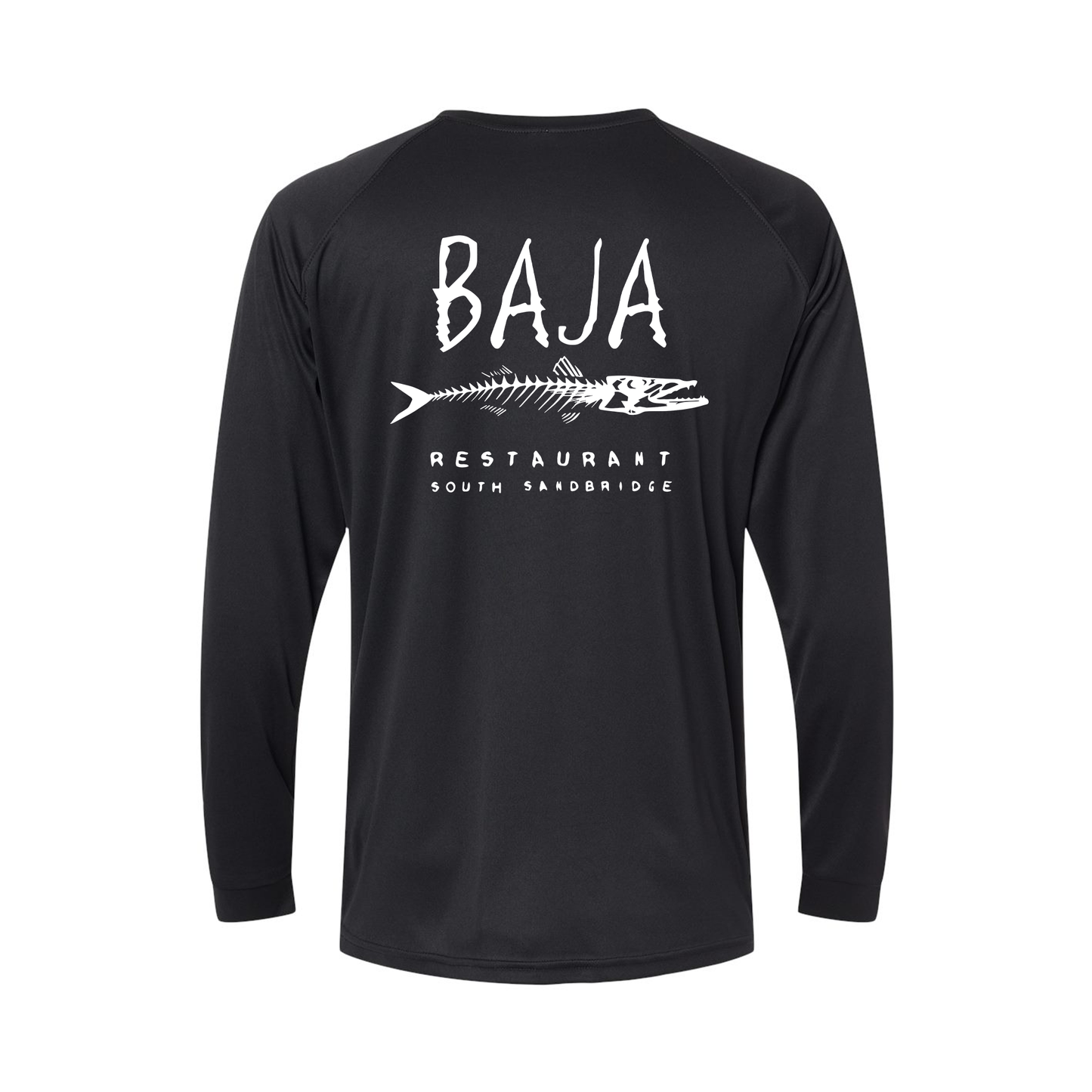Baja Logo (Pocket & Back, White) - Long Sleeve Tee (Paragon - 210 - Black)