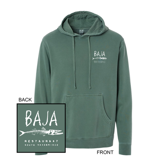 Baja Logo (White, Pocket & Back) - Hoodie (Independent Trading Co - PRM4500 - Alpine Green)