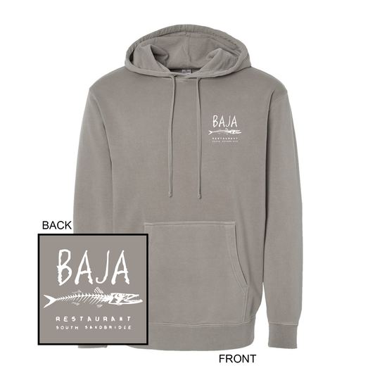 Baja Logo (White, Pocket & Back) - Hoodie (Independent Trading Co - PRM4500 - Cement)