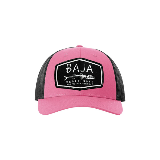 Baja Restaurant (Applique Embroidered Patch) - Trucker Hat (Richardson 115 - Hot Pink/Black)