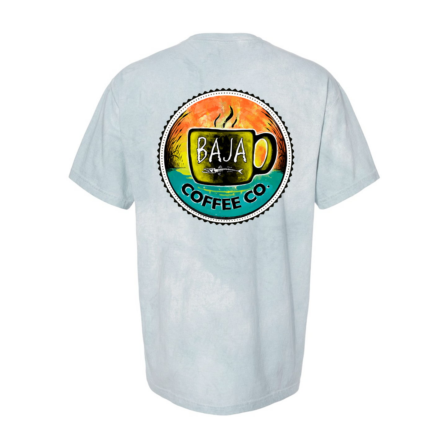 Full Color Baja Coffee Logo - Comfort Colors - Colorblast Heavyweight T-Shirt - 1745 - Ocean