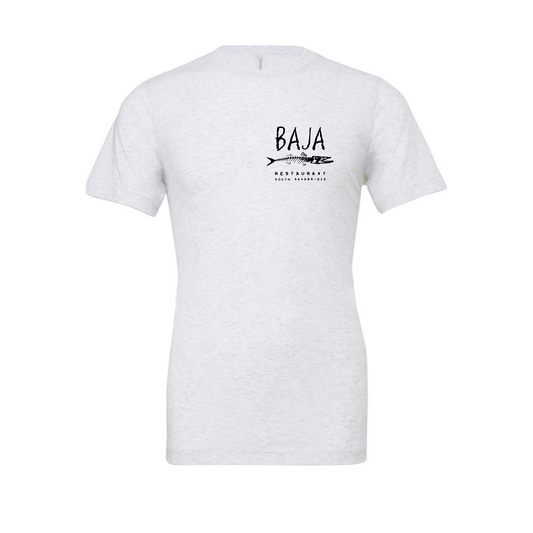 Baja Logo (Black, Pocket & Back) - Tee (BELLA + CANVAS 3001 - Ash)