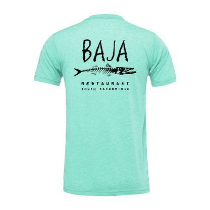 Baja Logo (Black, Pocket & Back) - Tee (BELLA + CANVAS 3001CVC - Heather Mint)