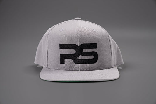 RS Logo (Black, Embroidered) - Hat (Silver, Flat Bill, Solid)