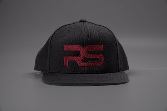 RS Logo (Cardinal, Embroidered) - Hat (Black, Flat Bill, Solid)