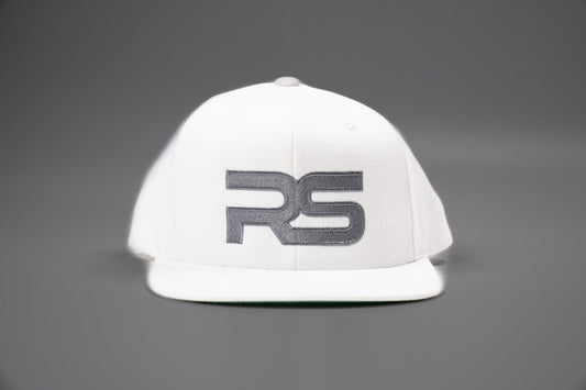 RS Logo (Silver, Embroidered) - Hat (White, Flat Bill, Solid)