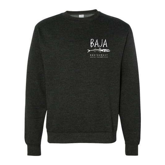 Baja Logo (White, Pocket & Back) - Sweatshirt (Independent Trading Co - SS3000 - Heather Charcoal)