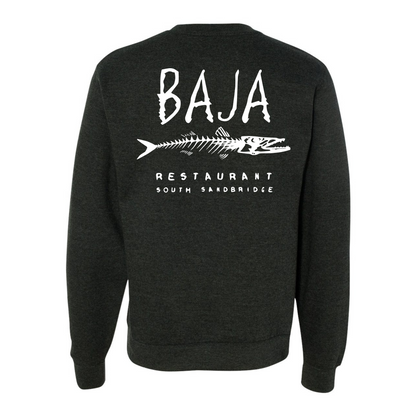 Baja Restaurant South Sandbridge (Left Chest & Back, White) - Sweatshirt (Independent Trading Co - SS3000 - Heather Charcoal)