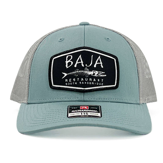 Baja Restaurant (Applique Embroidered Patch) - Trucker Hat (Richardson 115 - Smoke Blue/Aluminum)