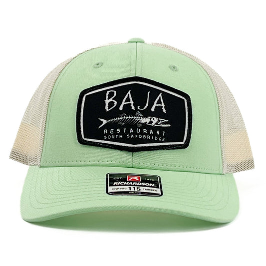 Baja Restaurant (Applique Embroidered Patch) - Trucker Hat (Richardson 115 - Patina Green/Birch)