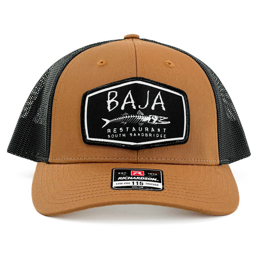 Baja Restaurant (Applique Embroidered Patch) - Trucker Hat (Richardson 115 - Carmel/Black)