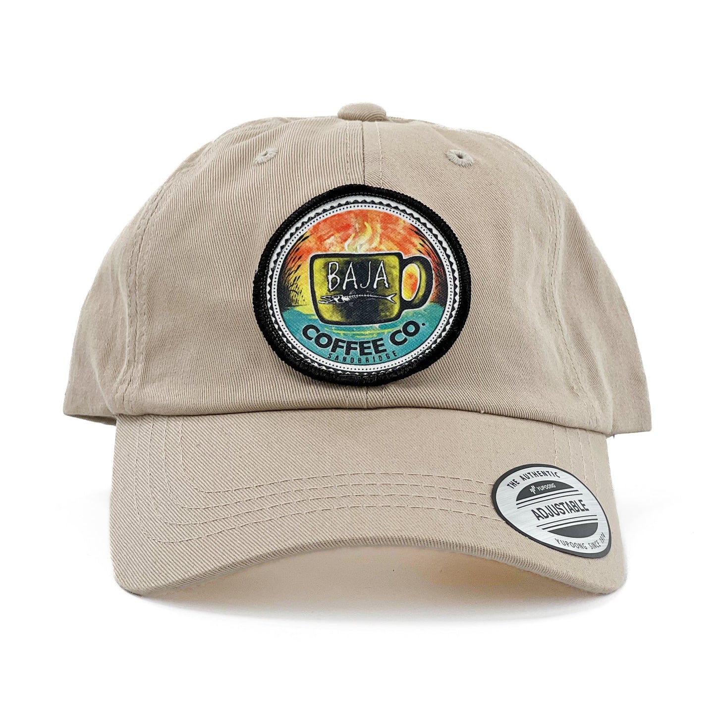 Full Color Baja Coffee Logo (2.5" Appliqued Sublimated Patch) - Baseball Hat (YP Classic 6245CM - Stone)