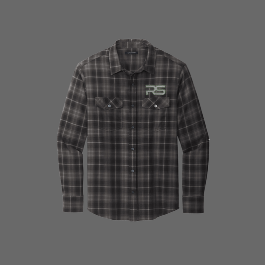 RS Logo (Emerald, Embroidered) - Flannel (Deep Black)