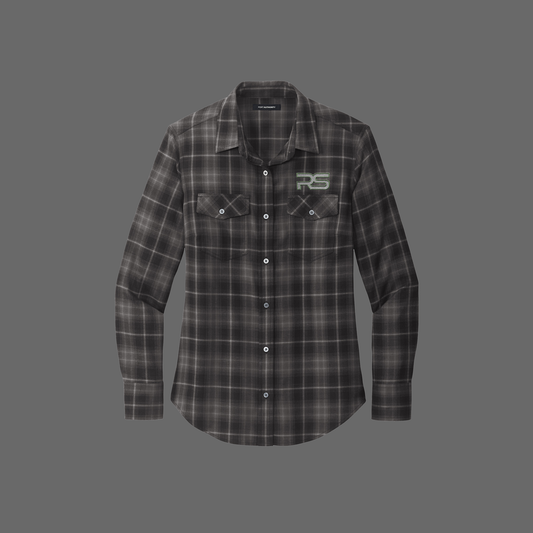 RS Logo (Emerald, Embroidered) - Flannel (Womens, Deep Black)