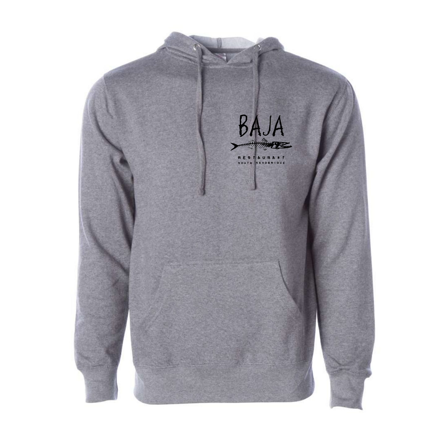 Baja Restaurant South Sandbridge (Left Chest & Back, Black) - Hoodie (Independent Trading Co - SS4500 - Gunmetal Heather)