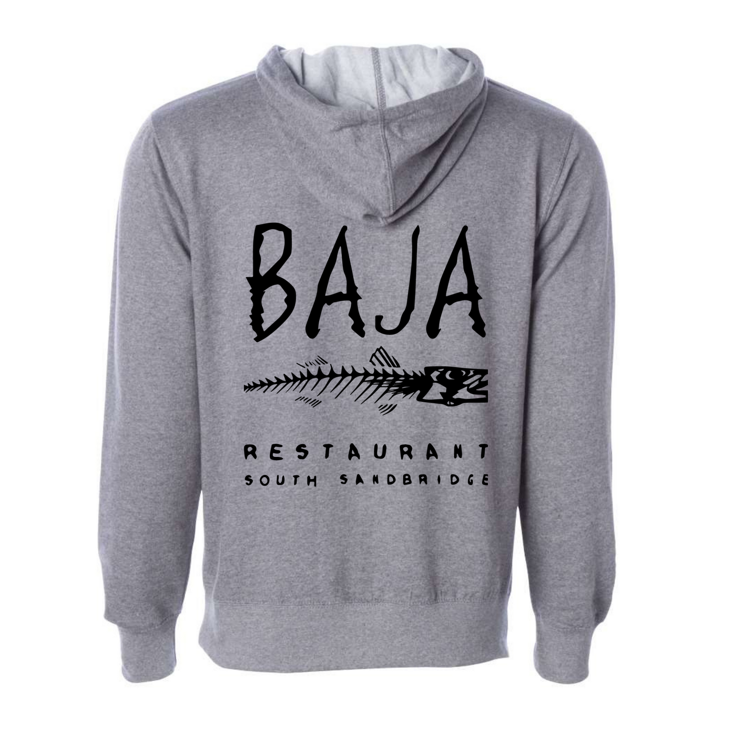 Baja Restaurant South Sandbridge (Left Chest & Back, Black) - Hoodie (Independent Trading Co - SS4500 - Gunmetal Heather)