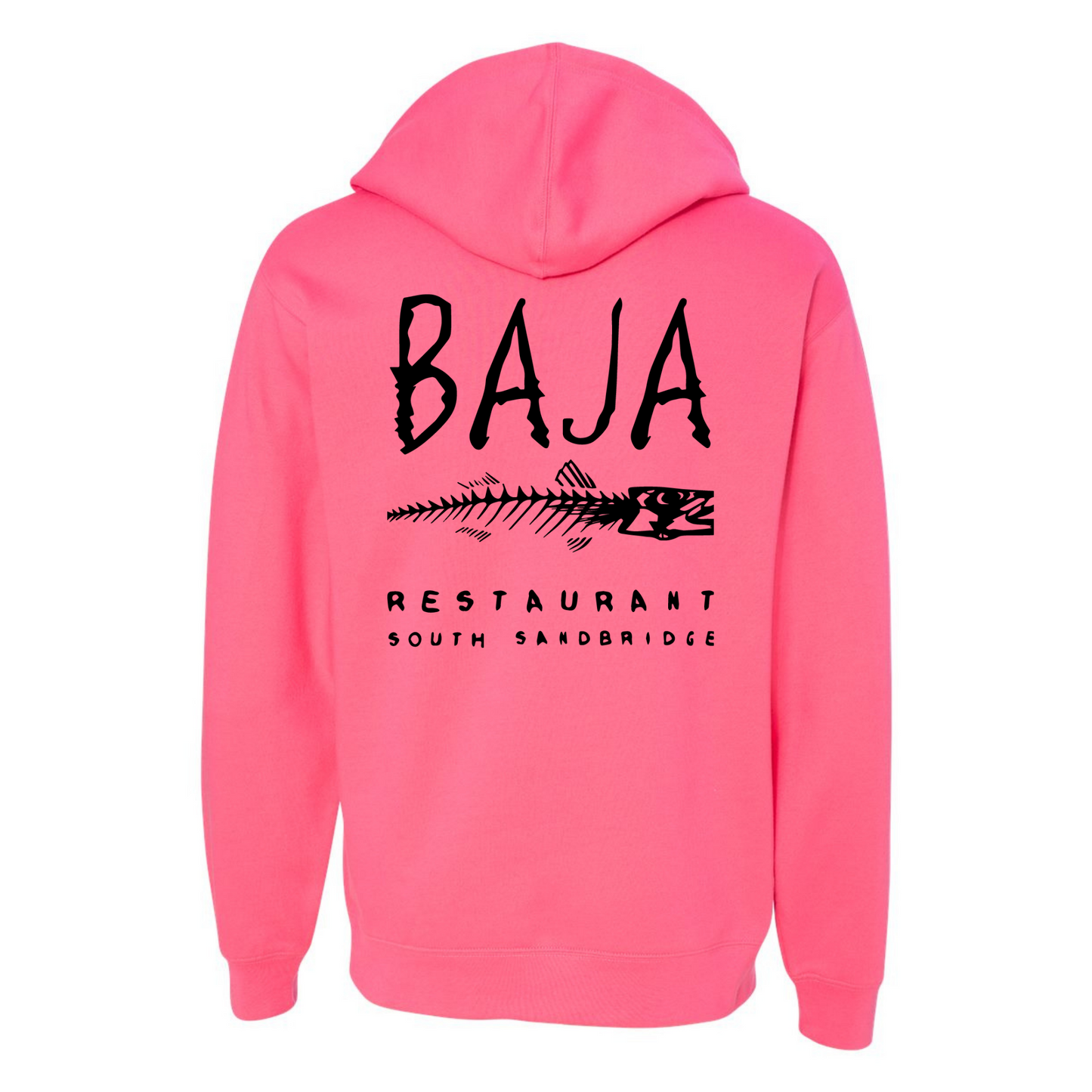 Baja Restaurant South Sandbridge (Left Chest & Back, Black) - Hoodie (Independent Trading Co - SS4500 - Neon Pink)