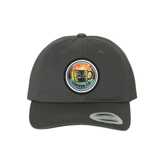 Baja Coffee Logo (2.5" Appliqued Sublimated Patch) - Baseball Hat (YP Classic 6245CM - Dark Grey)