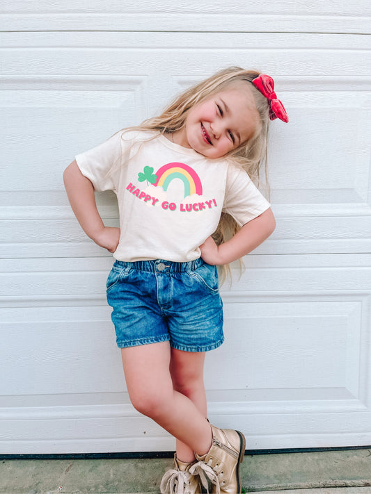 Happy Go Lucky - Kids Tee (Natural)